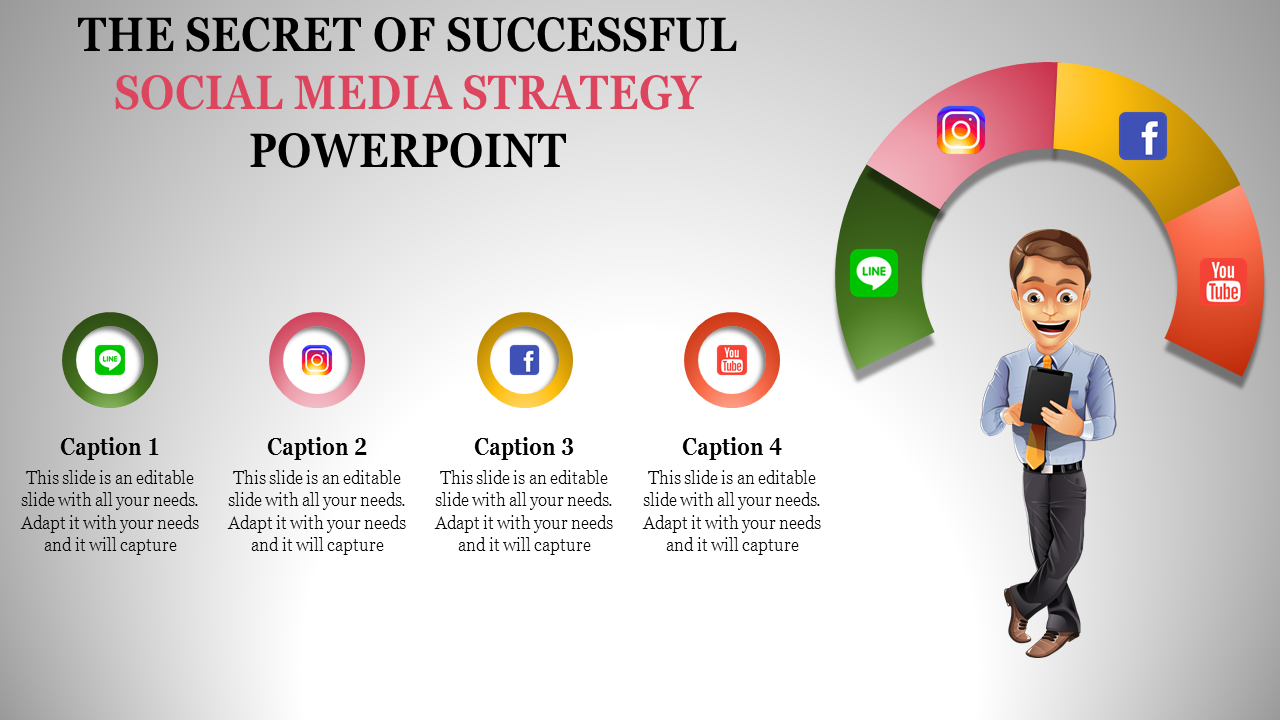 Customized Social Media Strategy PowerPoint Template